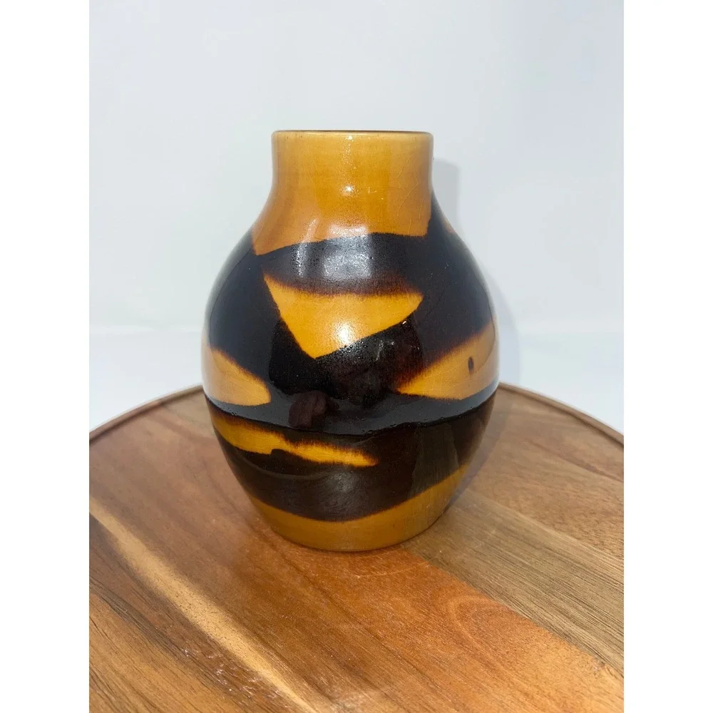 Unique Ceramic Vase Earth Tones‎ Abstract Design